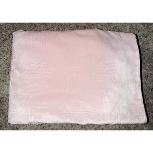 SL Home Fashion Pink Embossed Elephant Zebra Giraffe Baby Blanket Animals‎